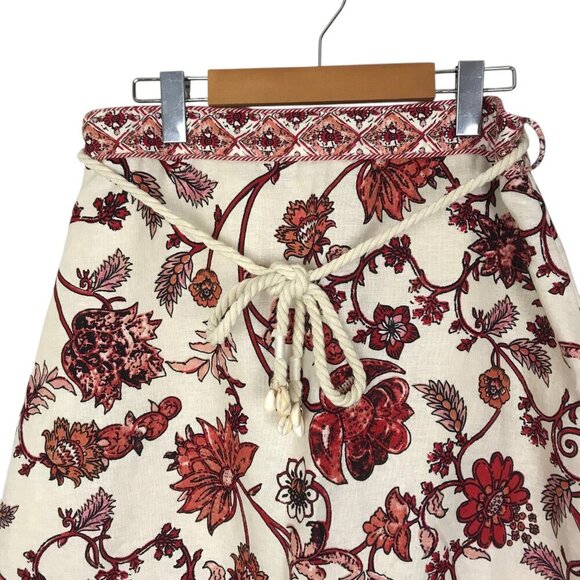 House Of Harlow 1960 Floral Boho Linen Blend Midi Skirt Size M - Picture 4 of 10